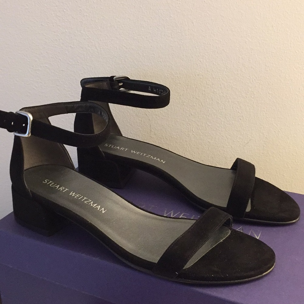 New Stuart Weitzman Nudist Black Suede Sandals